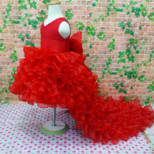 Flower Girl Trailing Dresses High Quality Tutu Dress V-Neck Big Bow Clothing