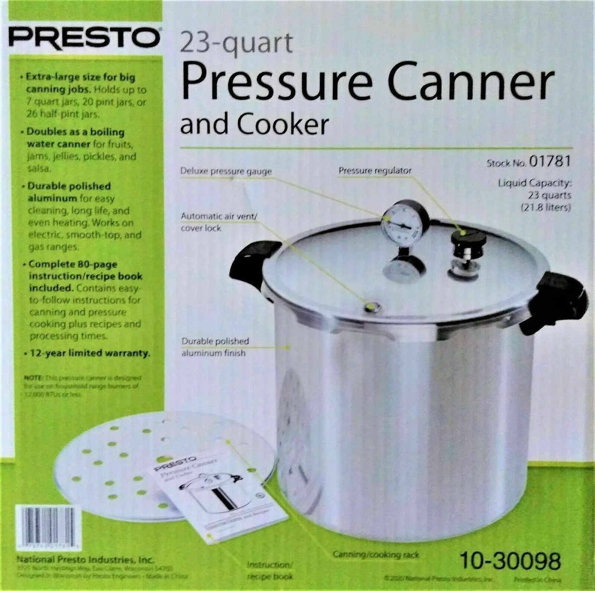 Presto 01781 23 Quart Aluminum Pressure Canner and Cooker eBay