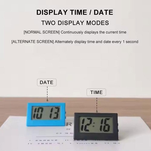 1*Small Digital Clock No Tick Electric Alarm Desk Clock With Button Battery Sale - Picture 8 of 13