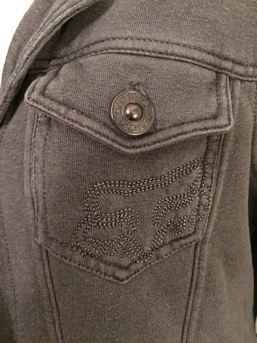 FOX ladies short knit pile lined gray jacket size Medium button down NWOT - Picture 3 of 9