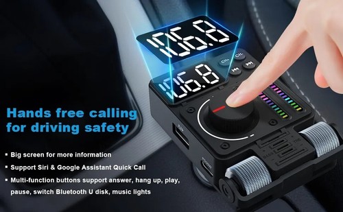 Wireless Bluetooth-5.3 FM Transmitter Radio Adapter USB Ports Car Fast Charger - Picture 11 of 12