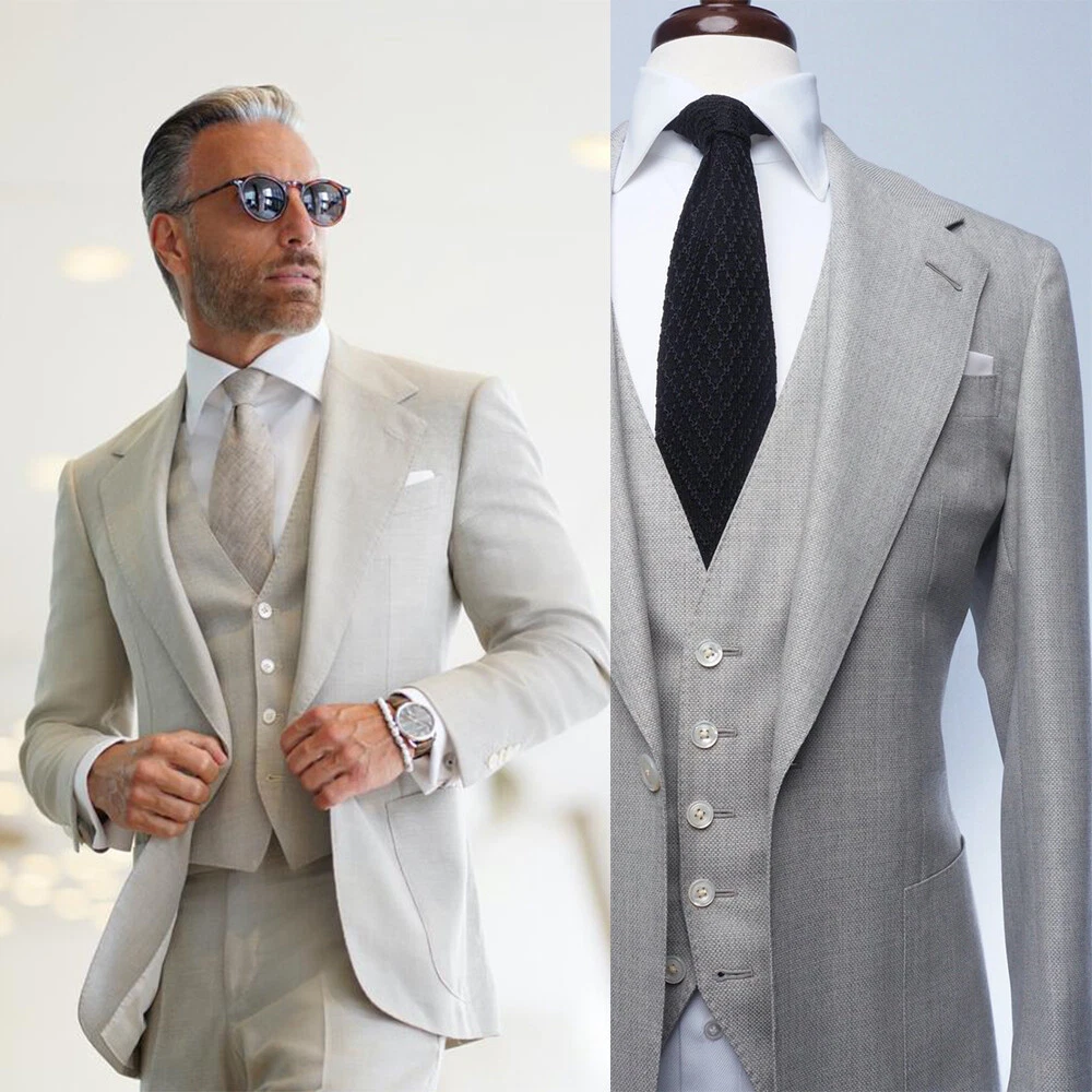 Wedding Suits For Men 3 Piece(blazer+vest+pants )groom Suit White