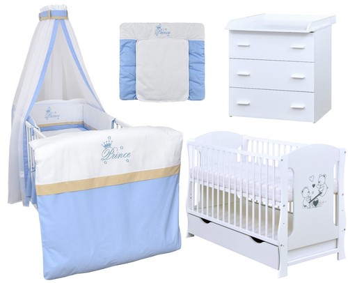 Babyzimmer Nelly weiß 120x60 cm Babybett Wickelkommode Weiss Bettwäsche Komplett - Bild 36 von 64
