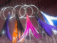 Tuna Feathers 4 inch 5 Pc Saltwater 1/4 oz Offshore Trolling Lures Mahi-Tuna 5PK