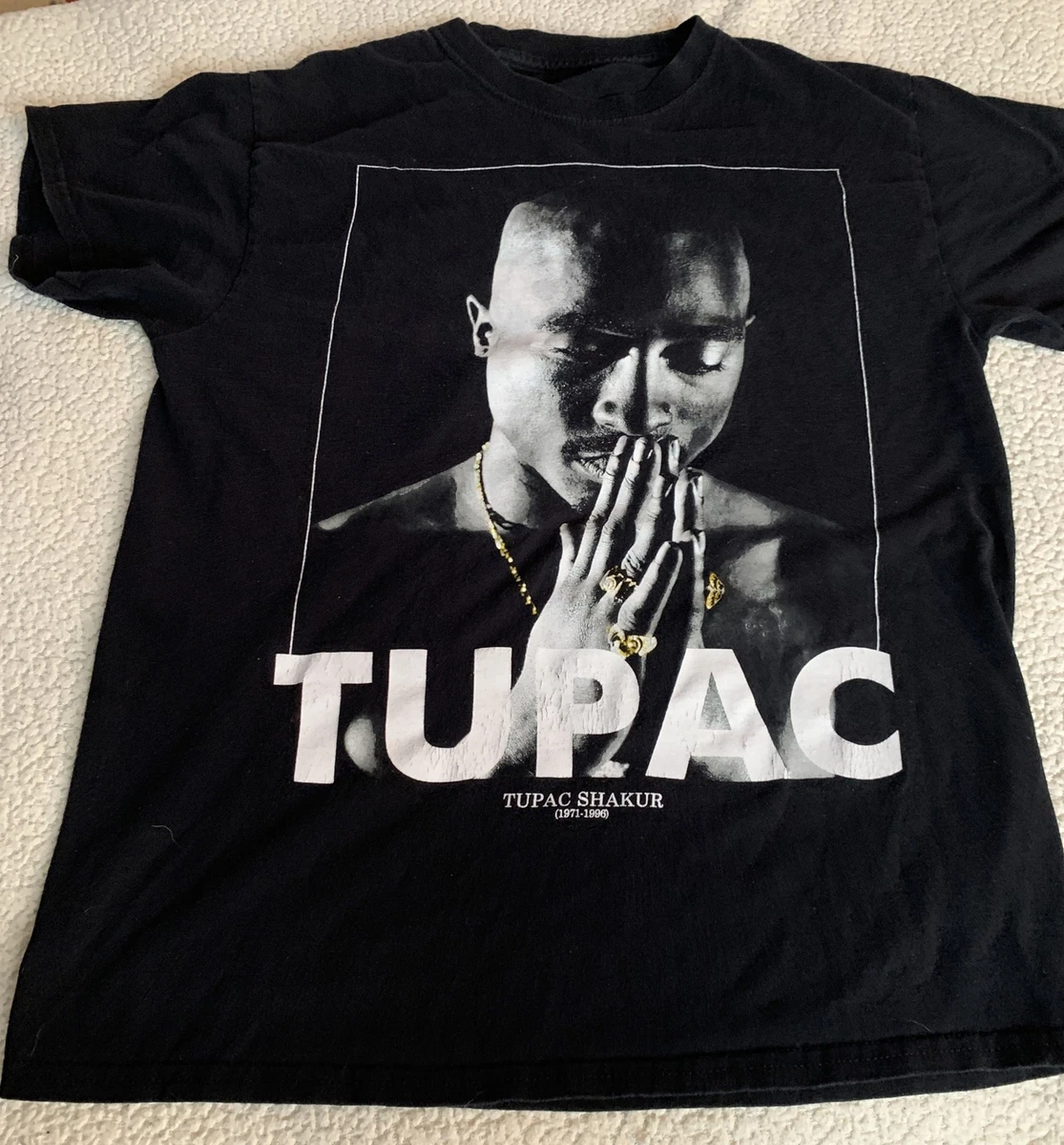Vintage Tupac Shakur 71 T-Shirt 1971-1996 2PAC Prayer Rap Tee Medium (Bin J)