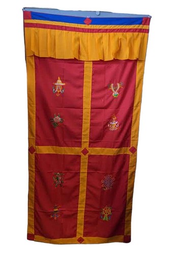 Nepalesische / Tibetische Buddhistische Glückszeichen Türvorhang (173 cm x 86 cm) - Bild 1 von 6