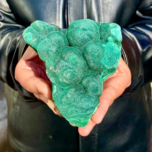 1.45LB Natural VELVET Malachite cat's eye specimen crystal rough mineral-Congo - 第 1/14 張圖片