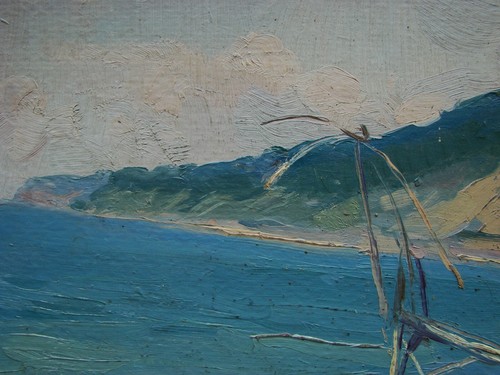 Ukrainian Soviet USSR oil painting impressionism realism seascape beach river - Picture 5 of 6