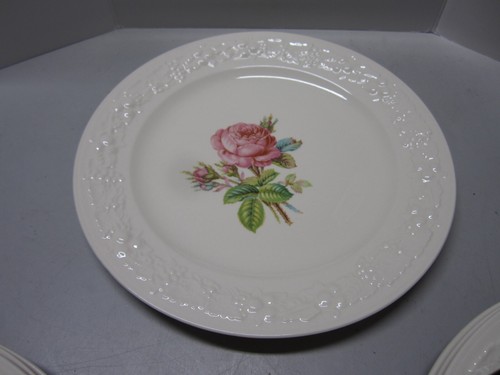 Homer Laughlin China Eggshell Theme L44n5 White Pink Rose Dinner Plate Set of 8 - Picture 13 of 23