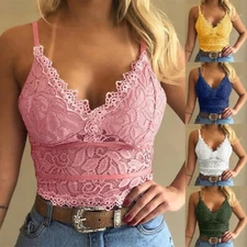 Women Lace Bralette Bralet Bra Vest Bustier Crop Top Ladies Camisole Cami Tank-
