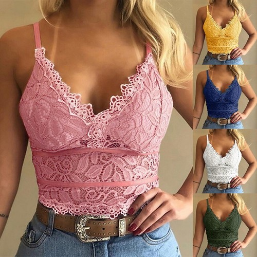 Mujeres Encaje Bralette Bralet Sujetador Chaleco Bustier Top Corto Damas Camisola Cami Tank-
