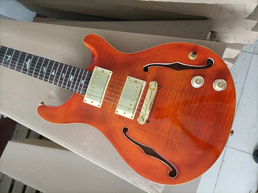 Semi Hollow Body Electric Guitar Rosewood Fretboard 24 Frets