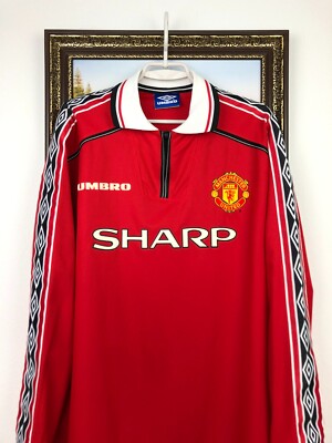 ManchesterUnited 98/00ホームユニフォーム長袖 SHARP Manchester United Home football shirt 1998 Soccer Long Sleeve
