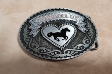 Cowgirl up Heart With Horse belt buckle