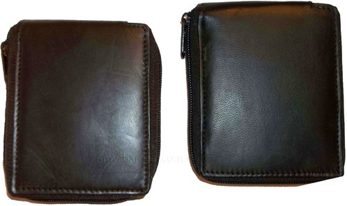 2 New Zip around men's Leather wallet 1 Block 1 Brown unbranded Zip, Bifold bnwt - Picture 4 of 12