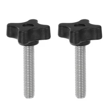 2pcs Star Knobs M8 x 45mm Metric Threaded Stud 32mm 4-Point Head Clamping Screws