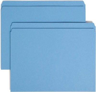 File Folder, Straight-Cut Tab, Letter Size, Blue, 100 per Box (10935)