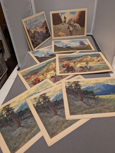 Lot of 9 1951 Santa Fe Railway Fred Harvey Dining Car Menus: Grand Canyon Navajo