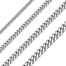 Solid Stainless Steel Cuban Chain Necklace for Men and Women Waterproof Curb Lin
