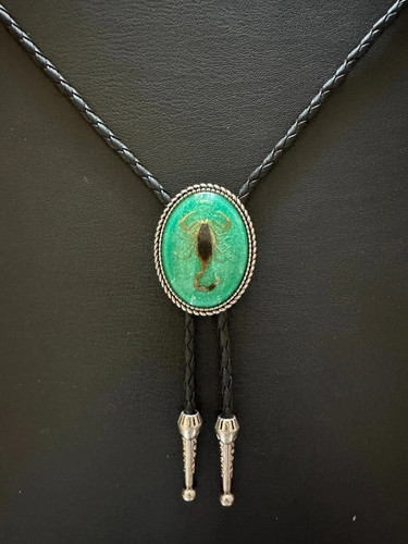 Collana da sposa cravatta BOLO vero scorpione agata vintage western cowboy tutti i colori - Foto 2 di 6