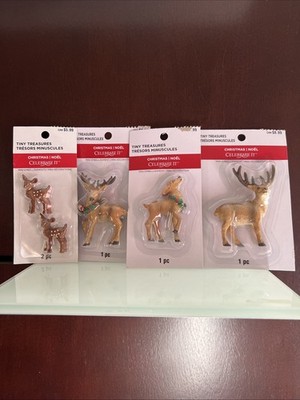 5 Tiny Treasures Reindeer  Christmas Village Figurines