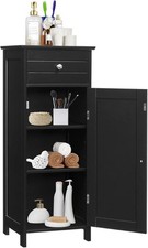 Badezimmerschrank Holz mit Schublade Schränke Badregal Badkommode Schwarz