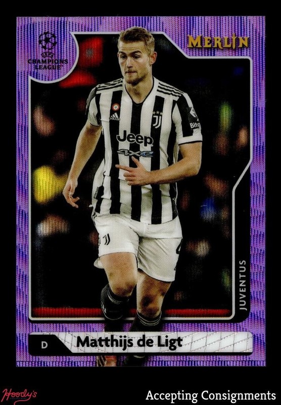 2021-22 Merlin UEFA Champions League Purple Wave Refractor Matthijs de Ligt /15
