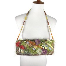 Mary Frances Beaded Floral Shoulder Bag Boho Fairy Garden Statement Purse