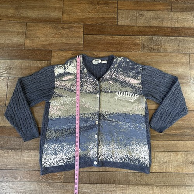 #ad #ad Northern Reflections Button Cardigan Sweater Women#x27;s Size XL Blue Knit Parkhurt $29.99