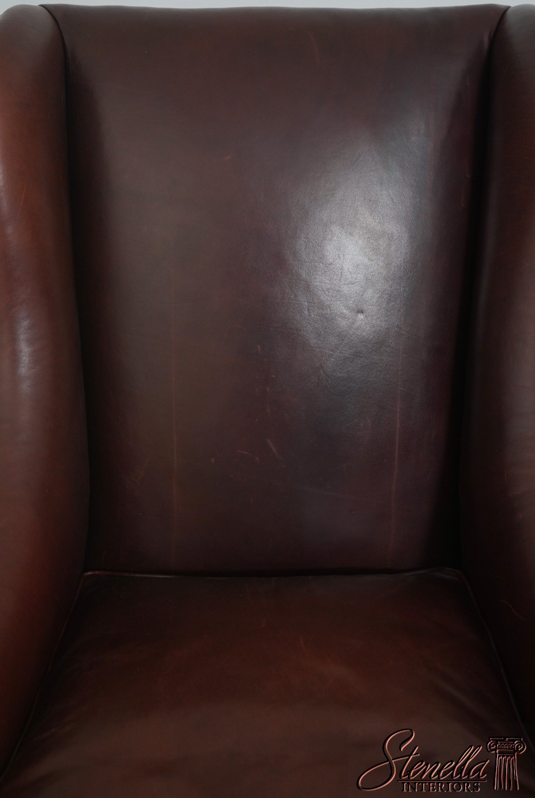 70068: HENREDON Irish Georgian Style Leather Wing Chair
