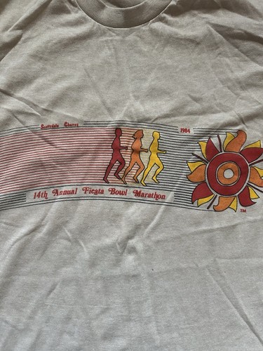 VTG 80s 1984 Fiesta Bowl Marathon Finisher T Shirt Single Stitch S - Picture 2 of 5