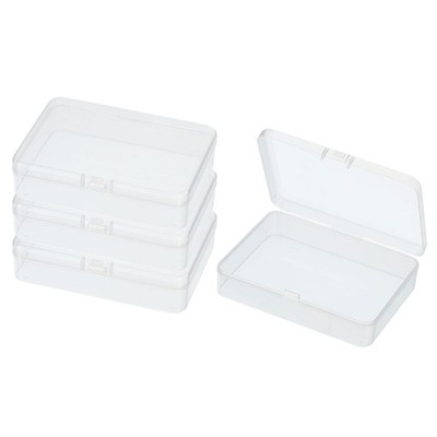 4 Pcs 3.3x4.5x1 Inch Nail Charm Organizer 1 Grid Craft Storage Box Transparent