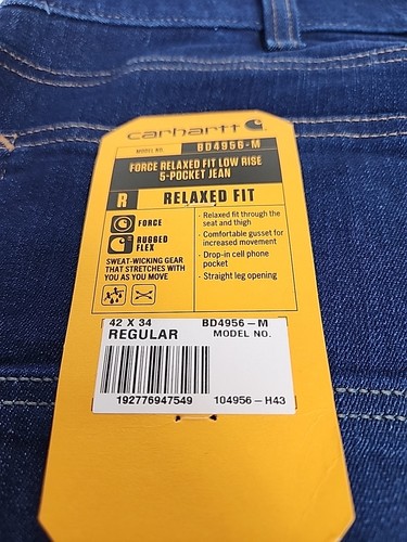 Pantalones de mezclilla Carhartt Force calce relajado pierna recta 42X34 azul oscuro para hombre - Imagen 12 de 12