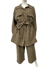 Rachel Pally Olive Green Cotton Rayon Day Summer Resort Cruise Jacket Suit Set S