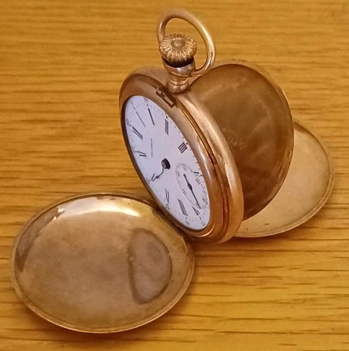 Antique Waltham Double Hunter B&B Royal 20yr Pocket Watch Gold Filled