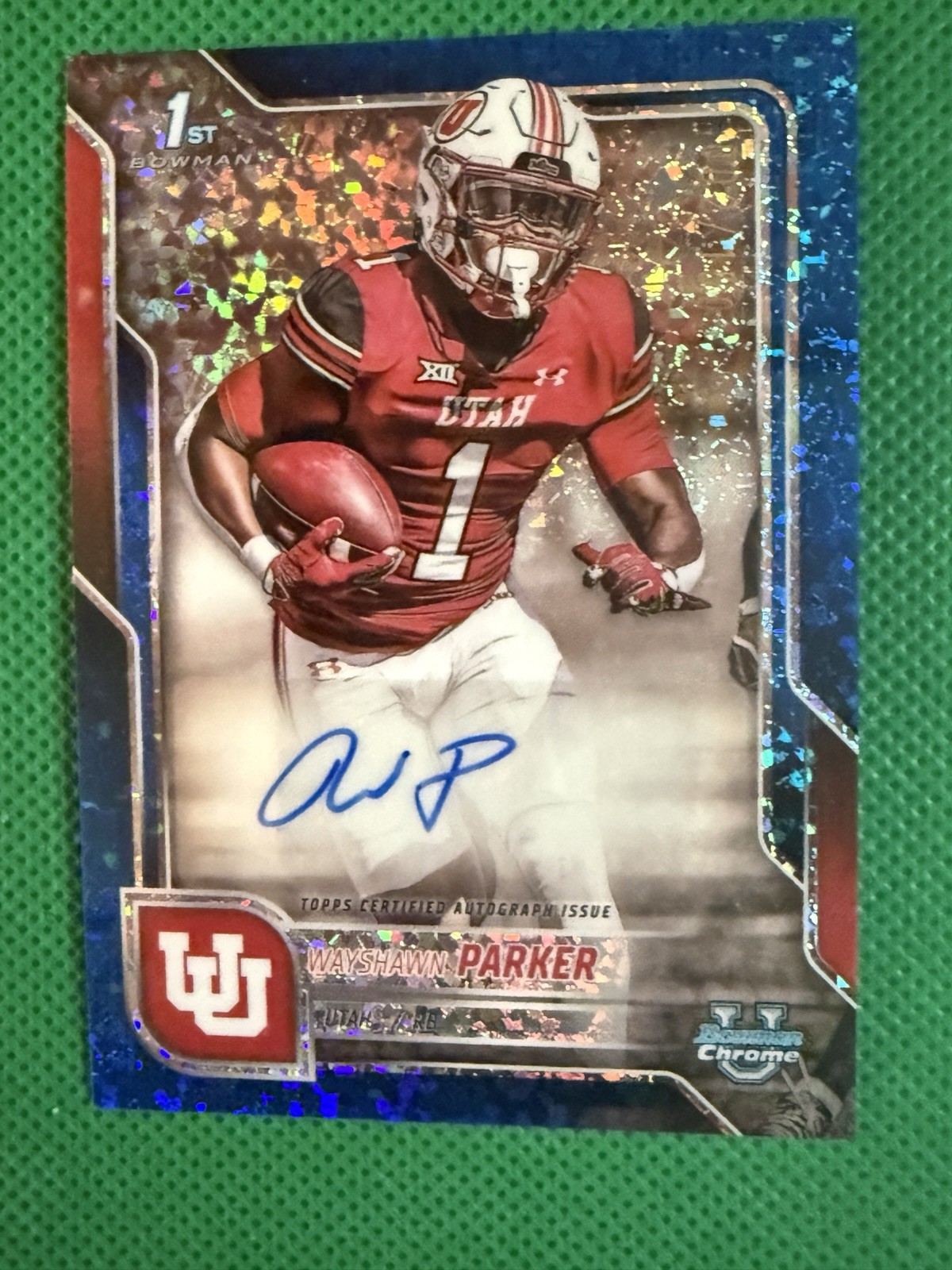 Wayshawn Parker 2025 Bowman Chrome U 1st Auto /150 Blue Mini-Diamond BCA-WP