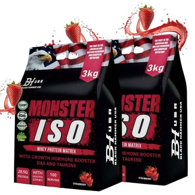 2PACK- Monester Iso Whey PROTEIN 6KG - Muskelaufbau Erdbeere | Black Hammer USA