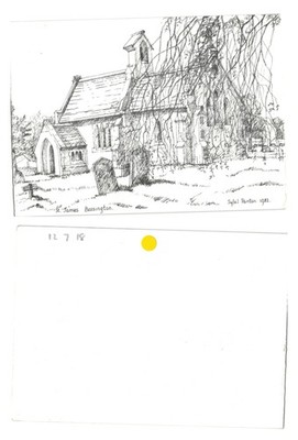 Vintage Foto - St. James Kirche Bossington Zeichnung von Sybil Panton LEER B