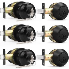 Probrico Entry Door Knobs Lock Set and Single Cylinder Deadbolt Combination S...
