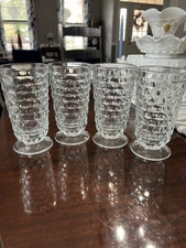 Vintage Indiana Glass Whitehall Colony Clear Cubist Iced Tea/Water Glass Set 4