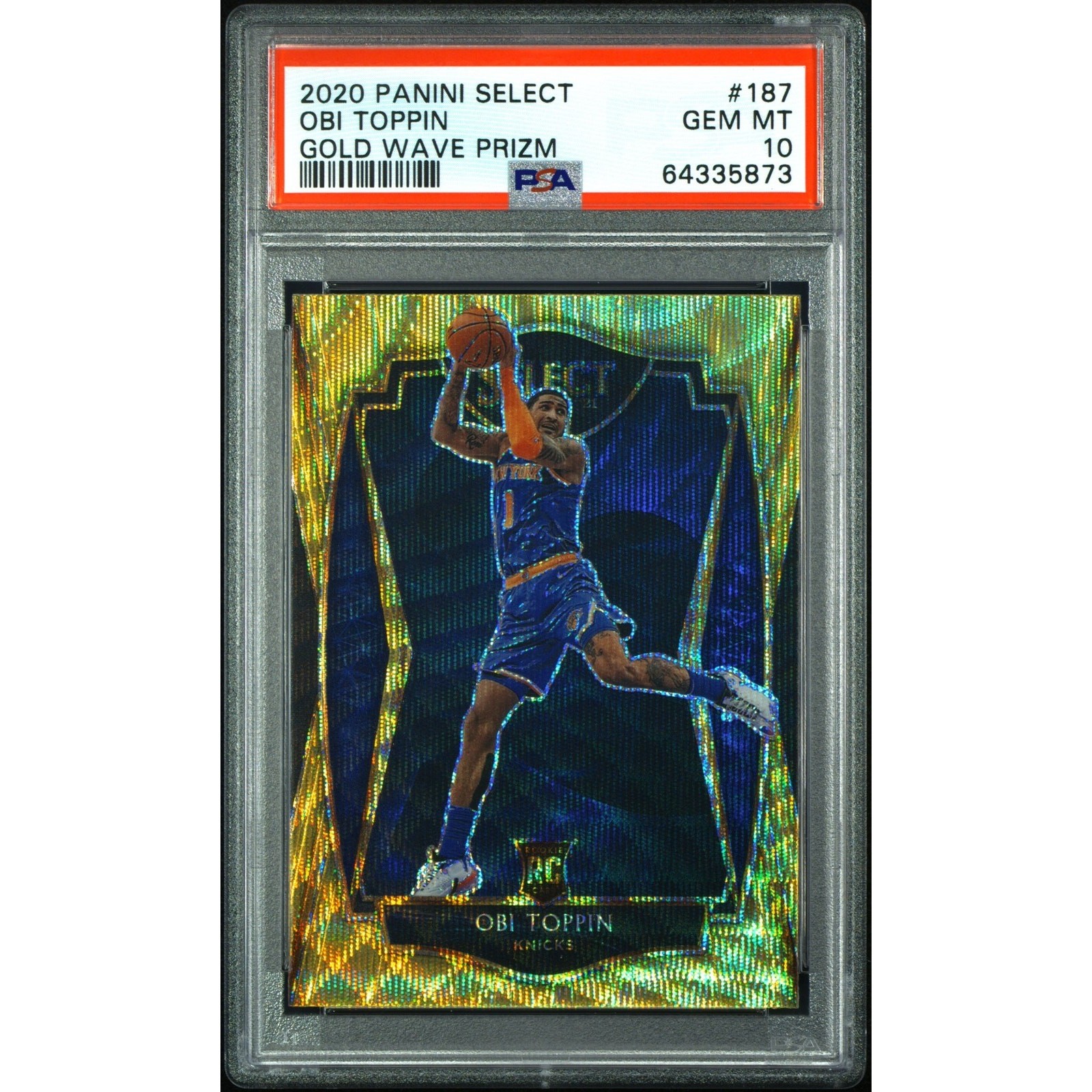 2020-21 Panini Select #187 Obi Toppin Gold Wave Prizms PSA 10