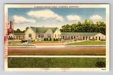 Florence KY-Kentucky, Motor Court, Across the Street, Vintage Postcard