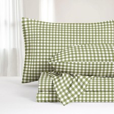 - Gingham Bed Sheets, 4-Piece Sheet Set, Plaid Checkered Check Pattern Printe...