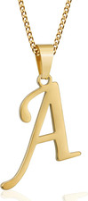 Initial Necklace for Men Women Boys Girls, 18K Gold Plated 26 Letters Pendant Ne