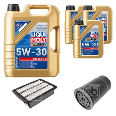 FEBI BILSTEIN Inspektionspaket 8L Liqui Moly 5W30 Longlife3 für Hyundai Santa