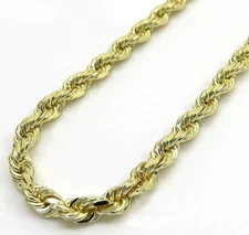18k Yellow Gold 3mm Diamond Cut Rope Chain Italian Necklace Mens Womens 16"-30"