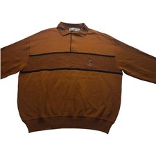 St. Croix Shop Men's XL Rust Brown Long Sleeve Knit Polo Sweater Made in USA