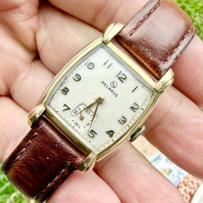 Vintage HELBROS Model 82M 10KGP Manual Wind Men s 27mm Swiss Watch 17J RUNS!
