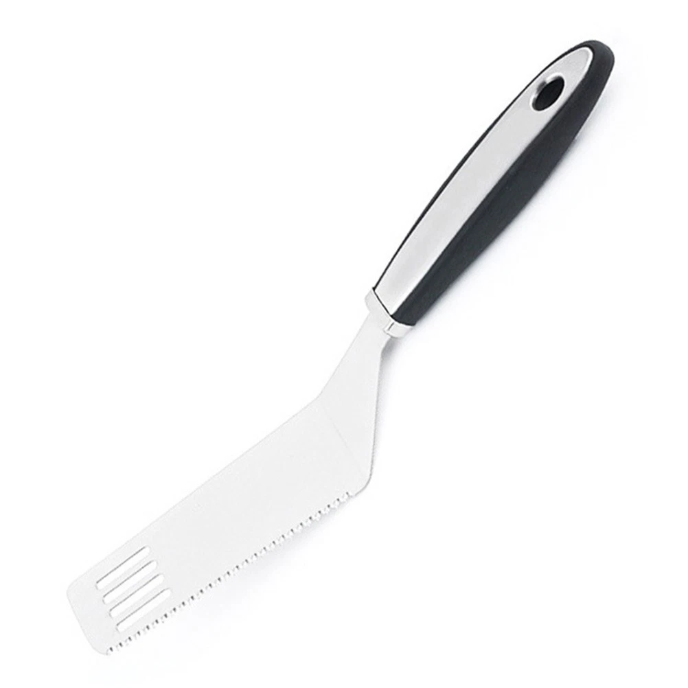 XiaoZu - Spatola flessibile in acciaio inox, spatola sottile in metallo per padella in ghisa, lama sottile e manico in silicone resistente al calore, ideale per uova, biscotti, carne, crep, medi