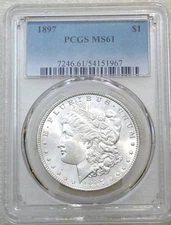 1897 P Morgan Silver Dollar PCGS MS61 Frosty White Just Graded New Holder #A248A